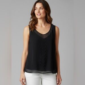NEW Gilani Black Beaded Sleeveless Blouse Women's Size Medium‎